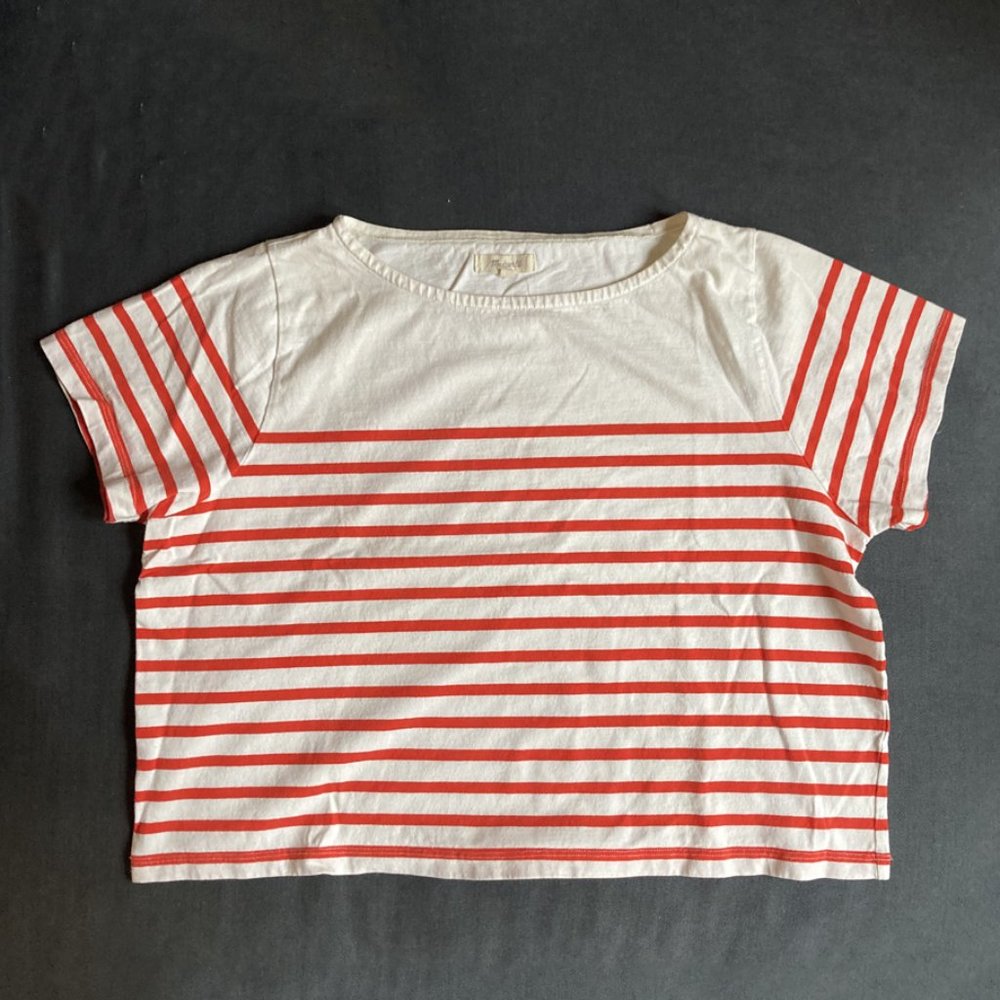 Madewell Red Striped Cropped Tee